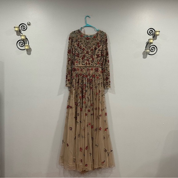 Mac Duggal 5533 Floral APPLIQUÉ Long Sleeve Illusion Gown Sz 6 NEW - Picture 4 of 8